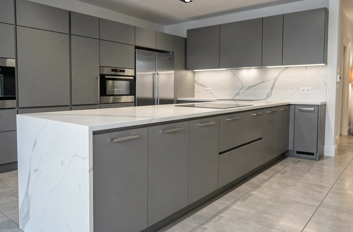 Cuisine haut de gamme Leicht exposée dans le showroom AMF Concept à Blois