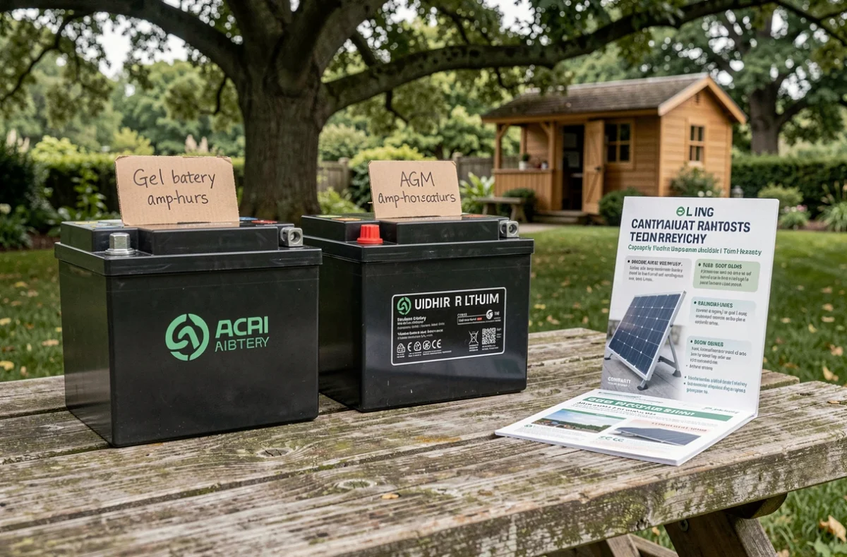 Comparaison de trois types de batteries gel AGM et lithium pour panneau solaire 150W en extérieur