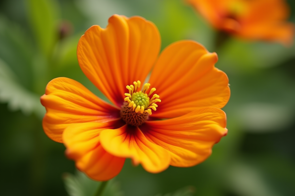 Gros plan sur une fleur de tithonia dans un jardin en plein jour