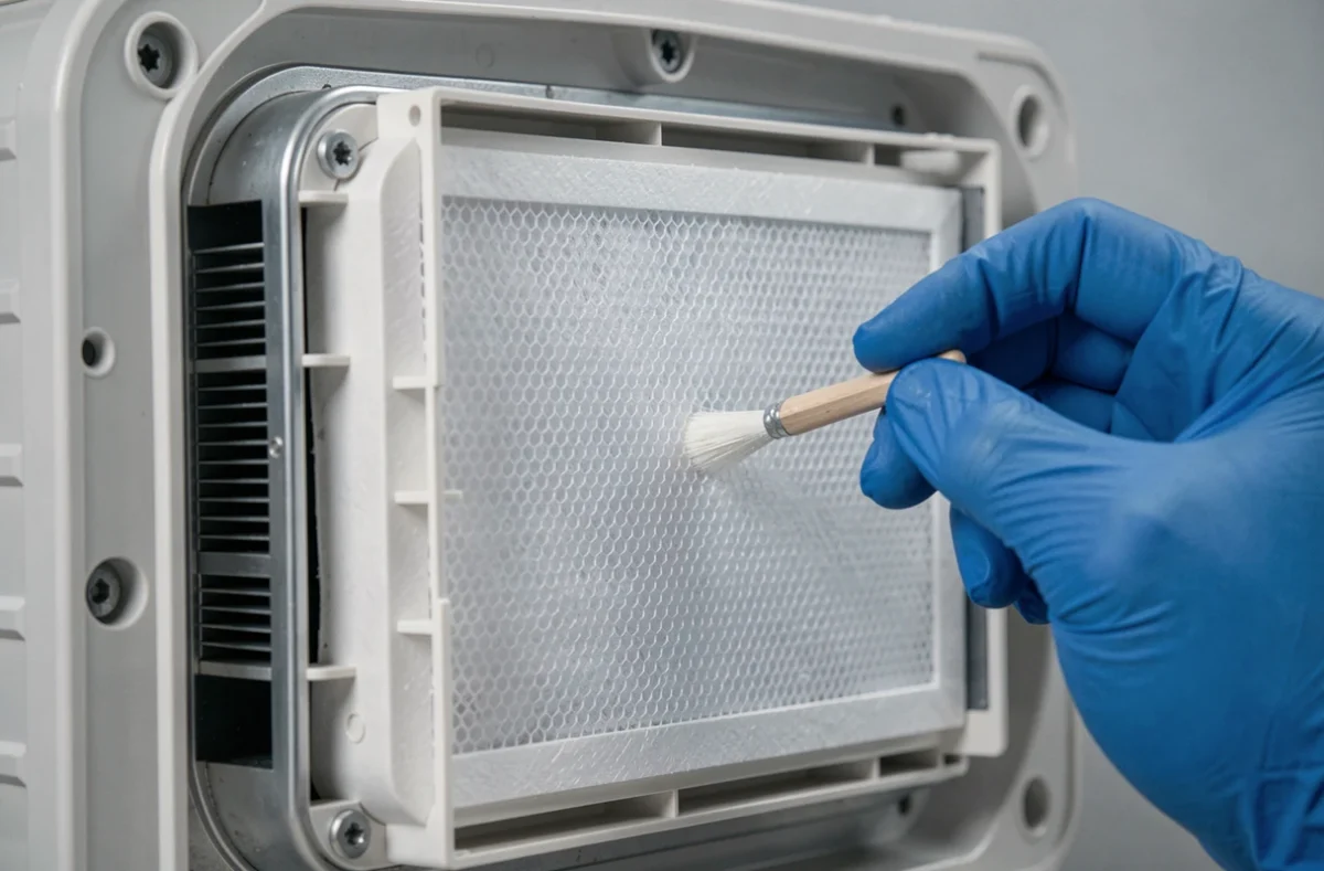 Entretien intérieur d'un kit pompe à chaleur air-air avec nettoyage du filtre