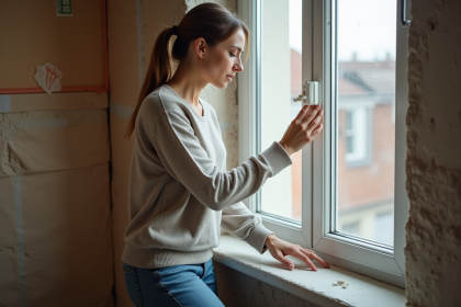 Femme examinant l'isolation intérieure dans sa maison