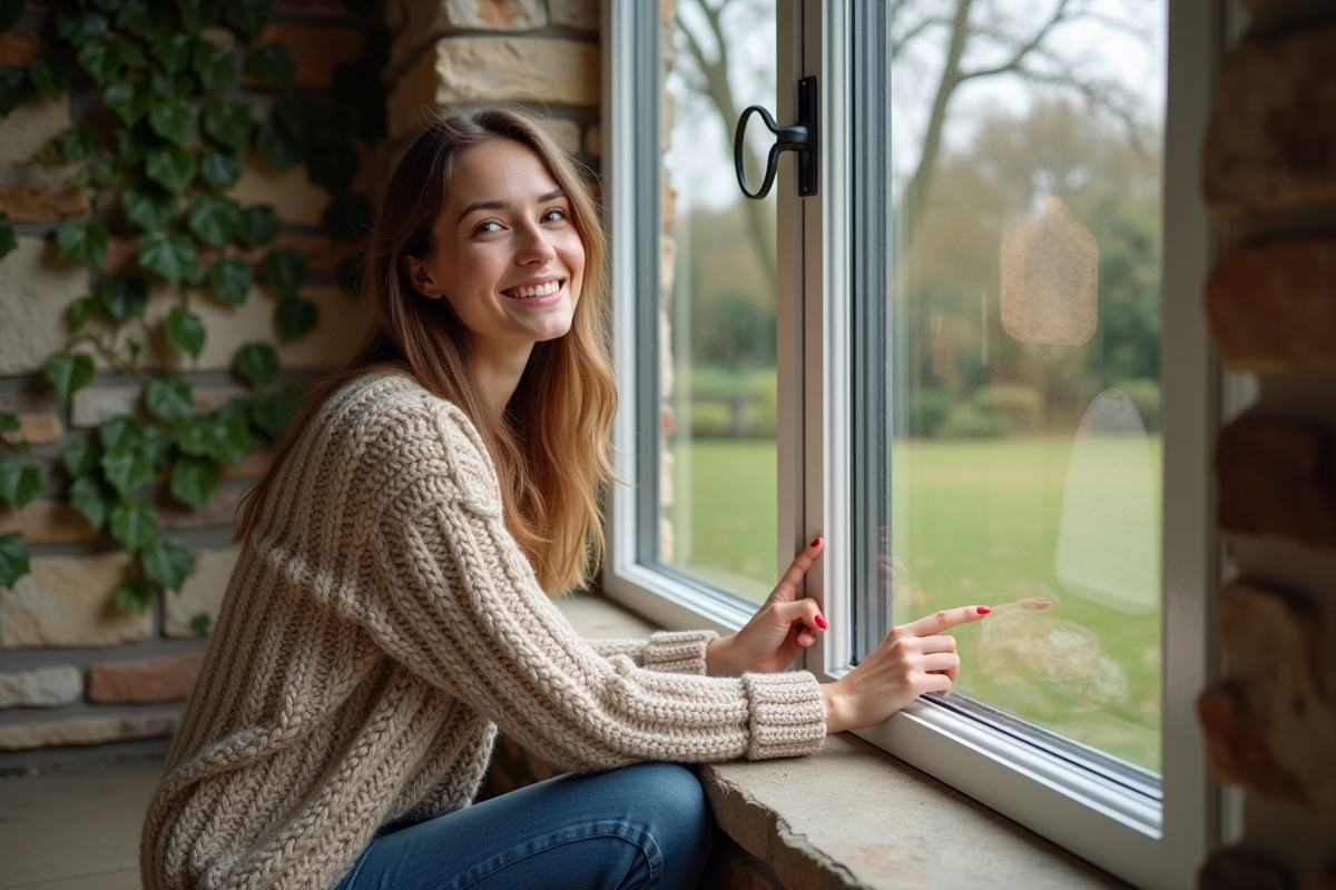 Femme inspectant les joints d