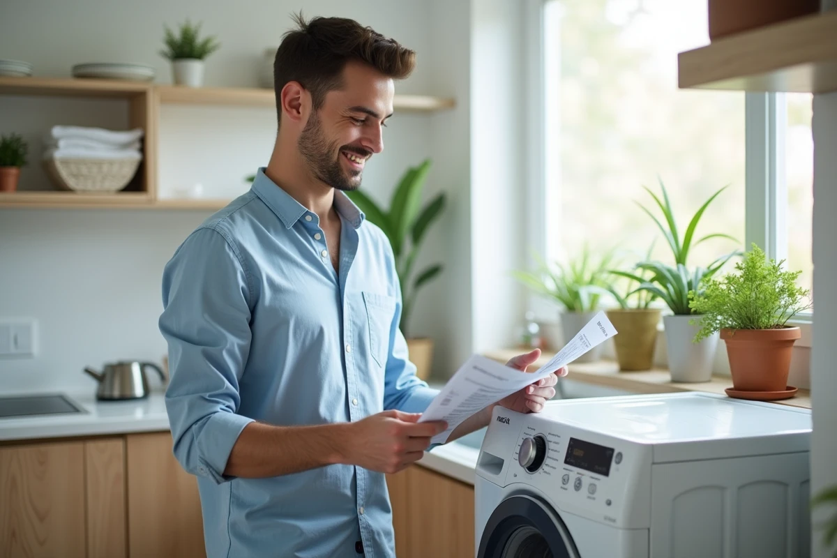 Jeune homme souriant expliquant le fonctionnement d