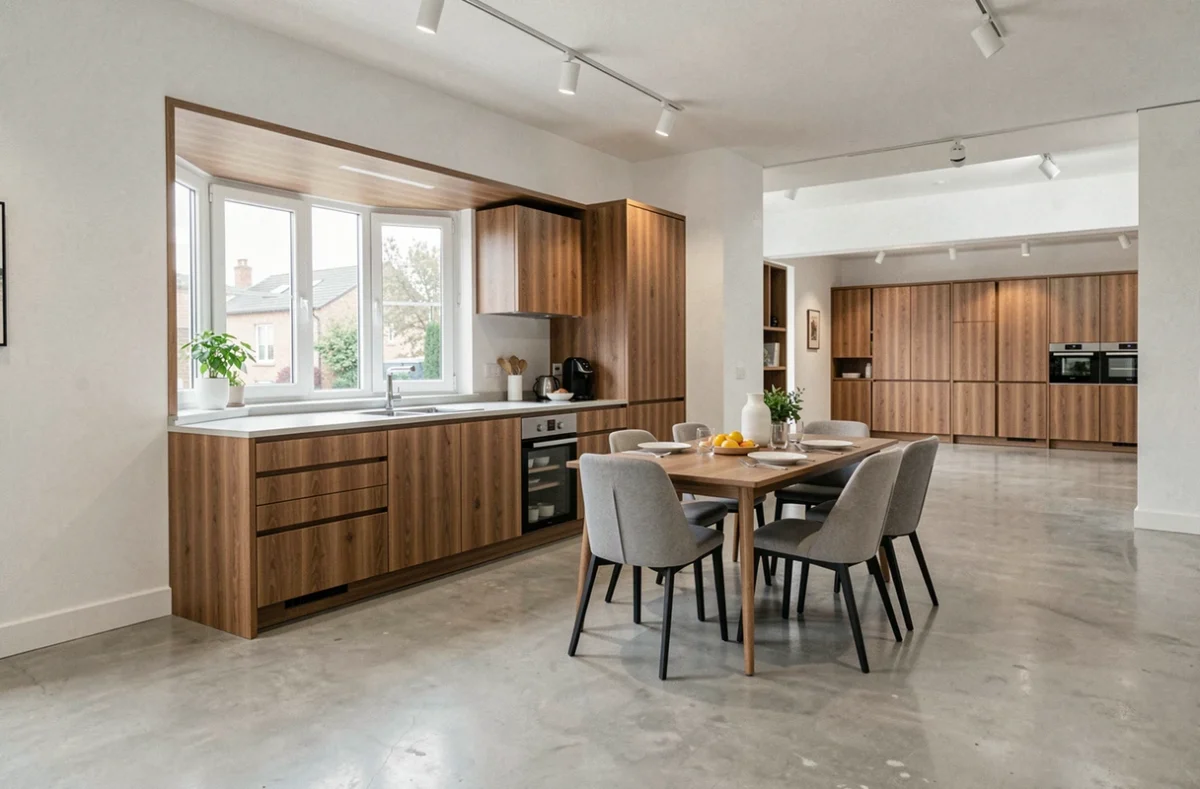 Showroom Plein Ciel Les Solutions Habitat avec cuisine bois et rangements coordonnés